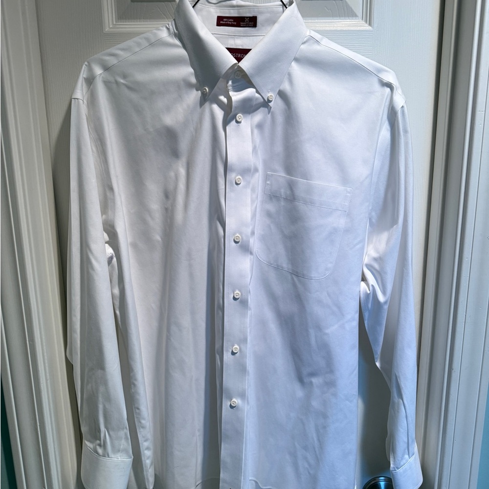 Nordstrom Men's 16 1/2 33" Button Down Shirt White Regular Fit Long Sleeve